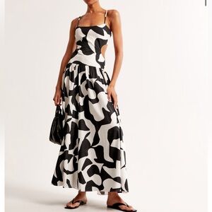 Abercrombie Drop-Waist Cutout Black and White Maxi Dress Size S Tall